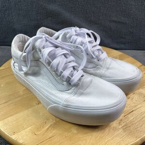 VANS Old Skool Ward Platform Shoes Womens 8 Mens 6.5 White Low Top Lace Sneaker